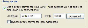 Internet Control Panel Proxy Server UI