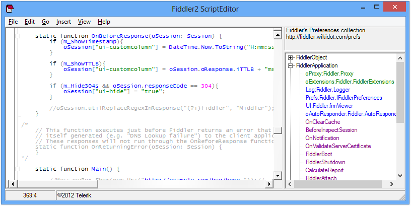FiddlerScript Editor Screenshot